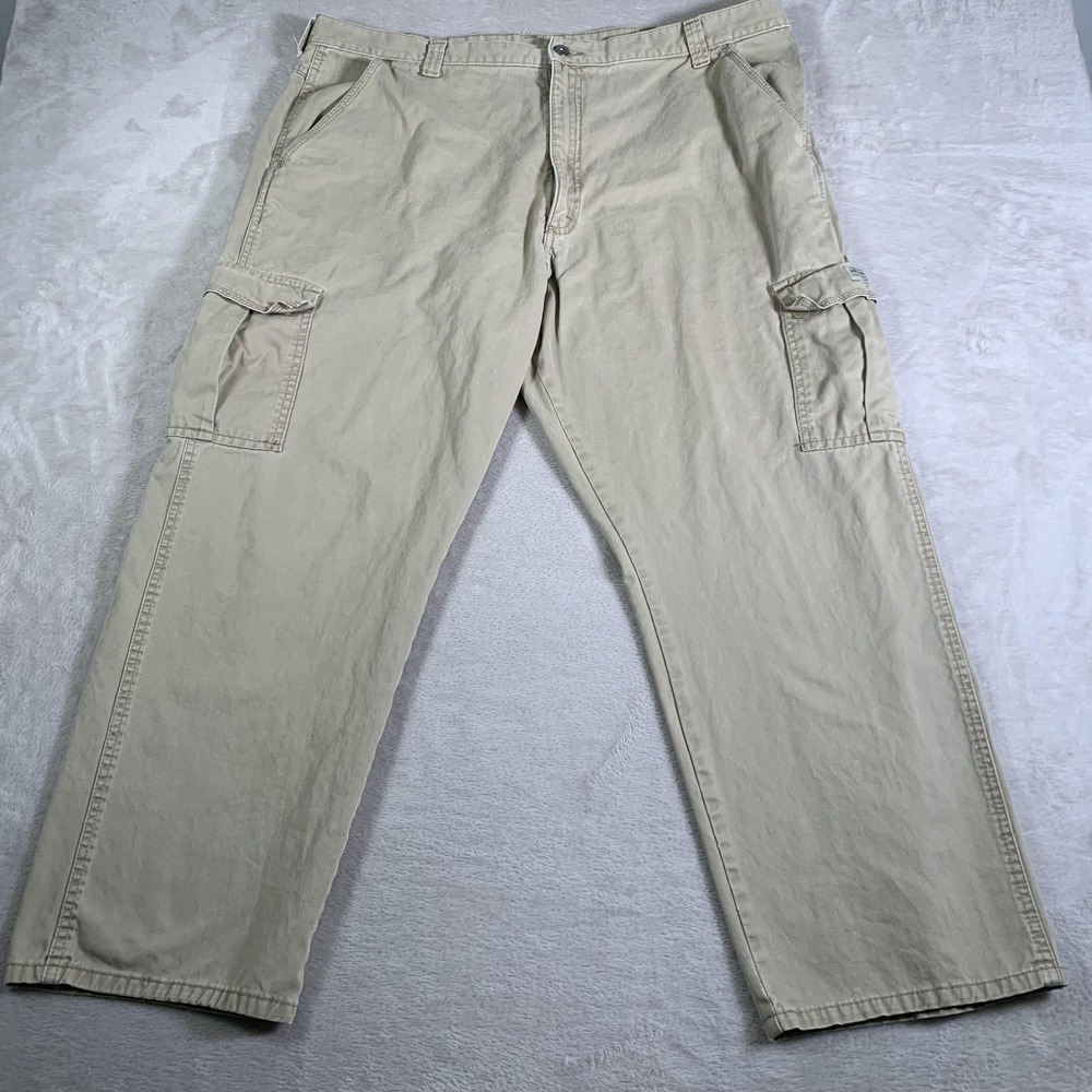 Wrangler Cargo Pants Mens 43x30 Khaki Cotton Utility Pockets‎ Straight Workwear